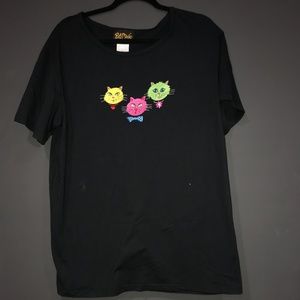 Black Shirt with Cats